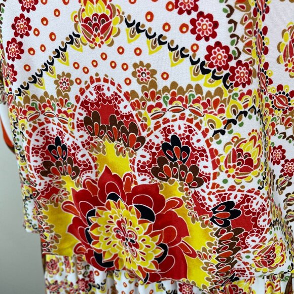 Vintage Womens Baroque Equestrian Chain Print Dress NWT Sz 8 Orange Flowy Knit - Picture 6 of 12